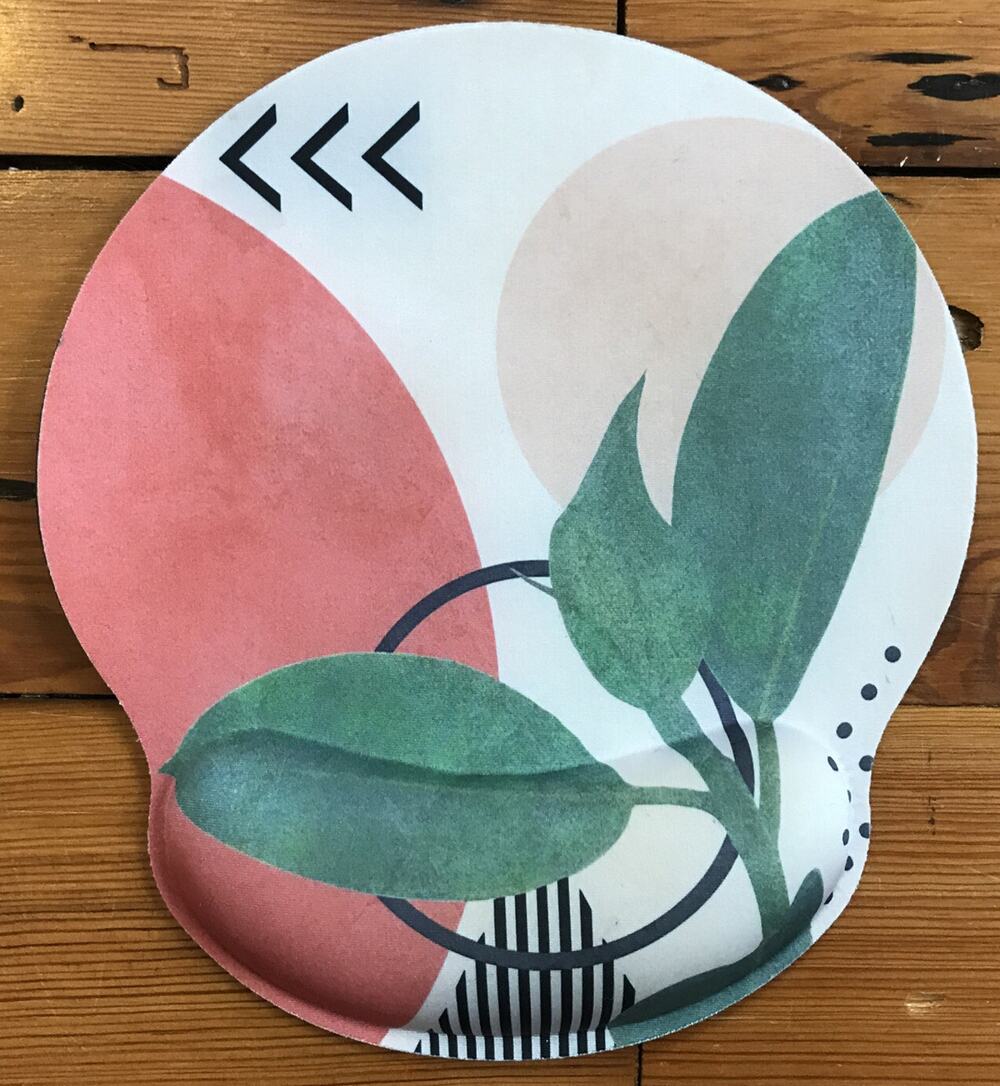 Mid Century Style Modern Floral Leaves Multicolor Foam Mouse Pad w/ Wrist Rest